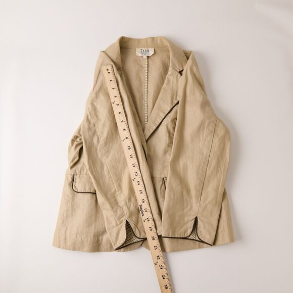 Y2K Tara Jarmon Blazer Jacket Women's 4 Linen Parisian Chic Old Money Academia - Picture 5 of 13